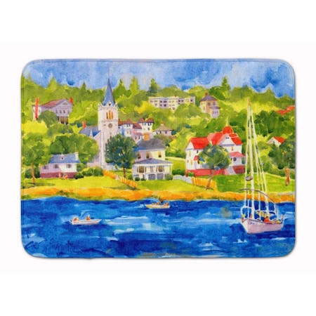 Jensendistributionservices Harbour Scene with Sailboat Machine Washable Memory Foam Mat MI2550452